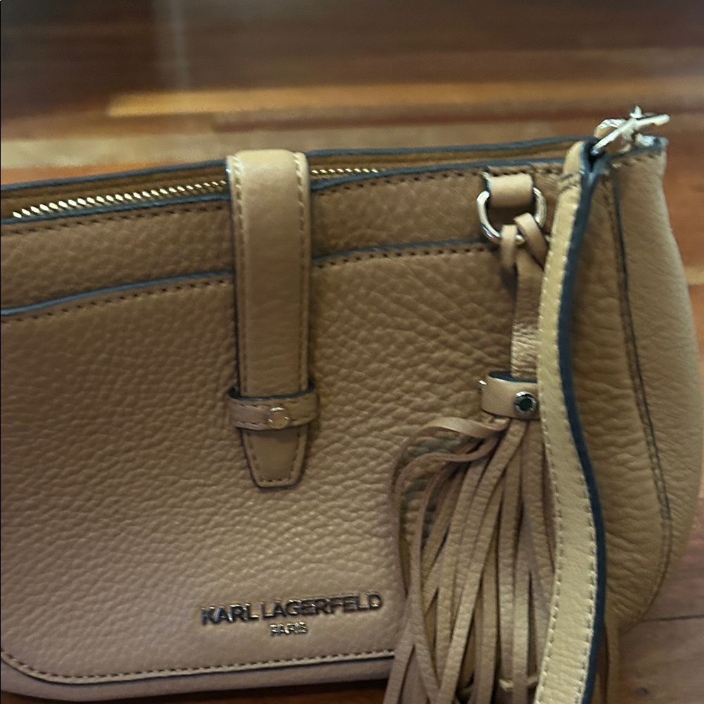 Karl Lagerfeld Beige Crossbody Bag with Tassel - Picture 5 of 8